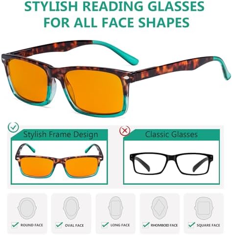Eyekepper Multipack Orange tinted Blue Light Blocking Reading Glasses for Women Men Readers Computer Eyeglasses