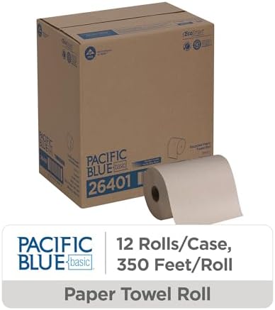 Georgia-Pacific Pacific Blue Basic Recycled Paper Towel Roll (Previously Branded Envision) by GP PRO (Georgia-Pacific), Brown, 26401, 350 Feet Per Roll, 12 Rolls Per Case