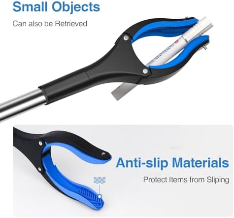 2-Pack Grabber Reacher Tool, 32 Inch Extra Long Steel Foldable Pick Up Stick with Strong Grip Magnetic, 90° Rotating Anti-Slip Jaw, Trash Claw Grabber Tool, Hand Grabber for Reaching, Arm Extension