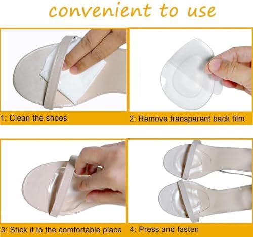 Metatarsal Pads Ball of Foot Cushions Gel Forefoot Pads Adhesive Shoe Inserts for Heels Flats Boots Sneakers Universal Fit for Men Women 3 Pairs (One Size Fits All, Count, 6)