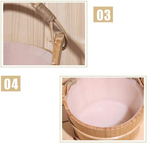 4L Sauna Bucket Wooden Sauna Bucket with Ladle Sauna Starter Set Natural SPA Bath Accessory for Sauna Bathroom