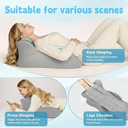 Wedge Pillow for Lovers, Multi-Purpose Orthopedic Support, Used for Acid Reflux, Leg Elevation After Operation, Back Pain Relief, Reading and Bed Rest (Upgrade-Blue)