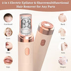 Women Face Epilator,2-in-1 Dual Head Painless Face Razor with Built-in LED Light Precision Perfect for Lips,Upgrades Rechargeable Electric Hair Removal Device,Chin,Neck,Leg,Arms and Cheeks