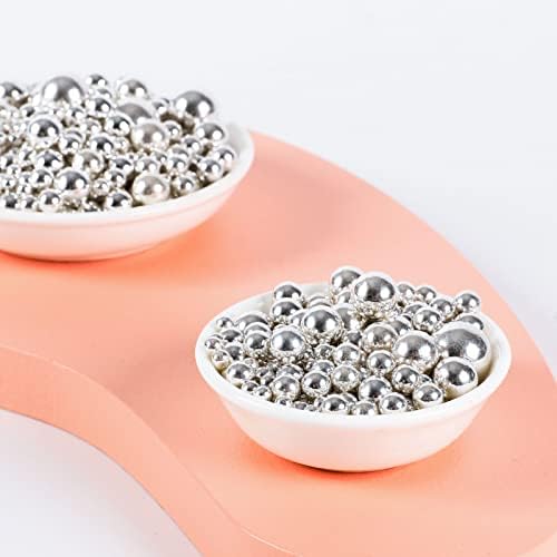Kasvan Silver Pearl Sugar Sprinkles - Edible Candy Pearls 130g/4.58 Oz, Mix Size, Baking Cake Decorations, Ice Cream Toppings and Cookie Decorating, Wedding Party Chirstmas Supplies