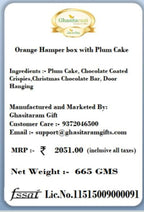 Ghasitaram Gifts Jaiccha Christmas Gifts Orange Hamper box with Plum Cake