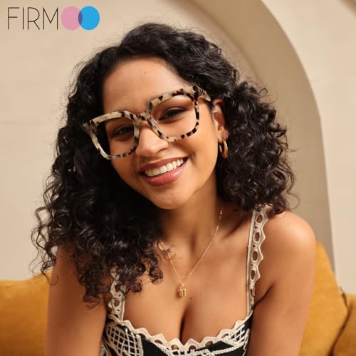 Firmoo Oversized Blue Light Glasses for Women Men Large Frame Anti Eyestrain & UV Protection Computer Gaming Blue Blocker Eyeglasses(Pattern)