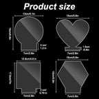 12-Pack Clear Acrylic Sheet Set with 4 Shapes (Circle, Square, Heart, Hexagon) - 4mm Thick Cast Blanks for LED Light Base, Laser Engraving, DIY Crafts, Painting & Home Decor