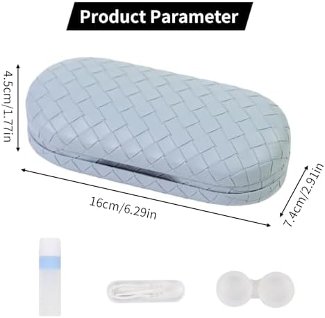 2 in 1 Contact Lens Case and Eyeglasses Case for Women Men Kids, Double Sided Hard Shell Portable Glasses Travel Holder with Built-in Mirror, Contact Lens Box Storage Kit, Blue