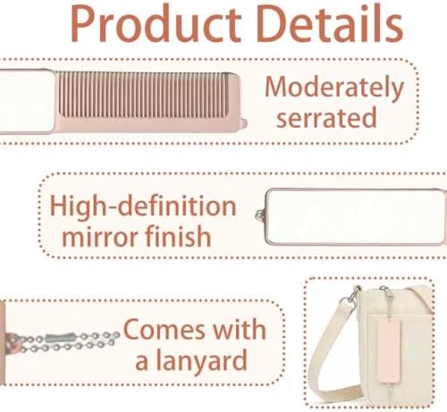 2Pcs Folding Hair Brush with Mirror, Portable Travel Hair Comb Pocket Size, Anti-static Mini Hairbrush, Small Hair Styling Tools for Women Men Home Trave Use