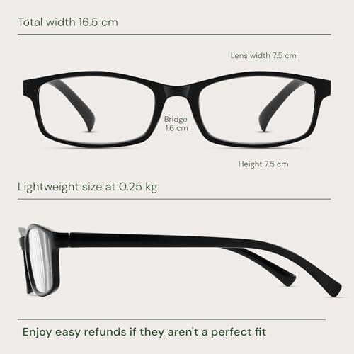 Gaoye +2.0 Reading Glasses Men - Blue Light Blocking Lenses, TR90 Frames, UV400 - Eyeglasses with Clear Vision