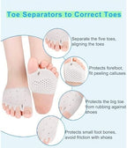 2 Pairs Silicone Toe Separators, Bunion Corrector Cushion, Metatarsal Pads, Ball of Foot Cushions, Breathable Soft Gel Foot Cushions for Men Women Straighten Overlapping Toes, Realign Crooked Toes