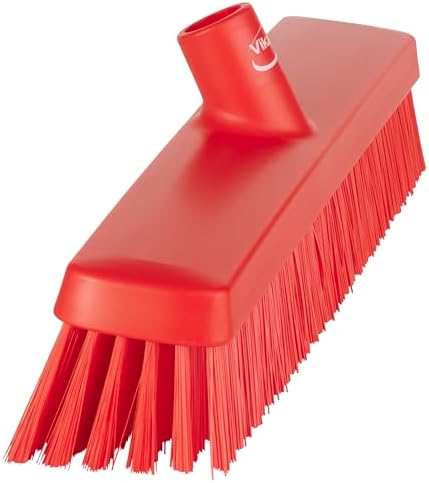 Vikan 31754 16" Heavy-Duty Push Broom, Soft/Stiff, Red