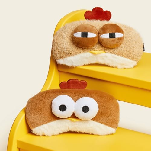 Funny Sleep Mask – Cute Lazy Chicken Chick Plush Blindfold, Soft Sleeping Eye Cover for Travel, Napping, Party Gift, Novelty Eye Mask for Adults Kids