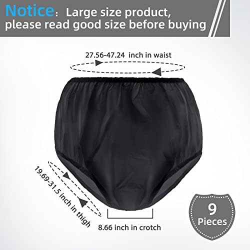 9 Pcs Waterproof Incontinence Underpants Plastic Pants Leak Proof Incontinence Underwear Adult Diaper Cover(XL,Black)