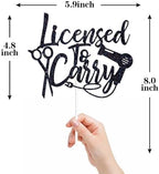 Licensed to Carry Cake Topper, Congrats Barber/Hairdresser, Cosmetology School Graduation Party Decorations Black Glitter