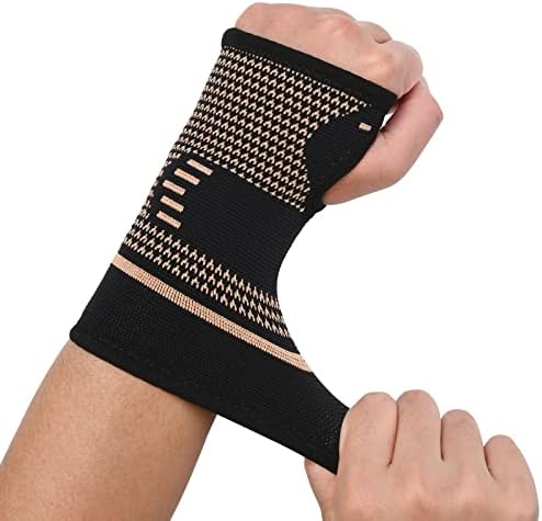 Copper Wrist Compression Sleeves, Comfortable and Breathable for Arthritis, Tendonitis, Sprains, Workout, Carpal Tunnel, Wrist Support for Women and Men (Pair)