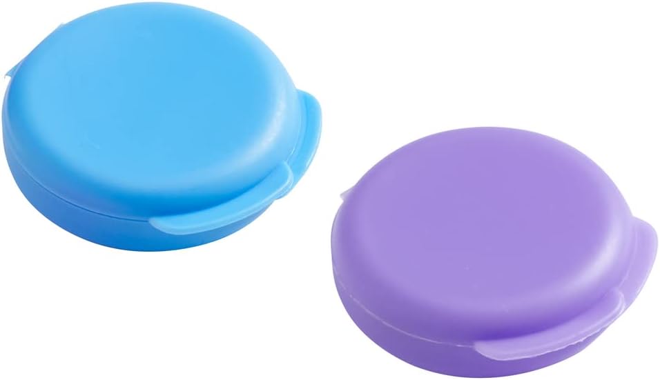 EZY DOSE Daily Round, Portable On-The-Go Pocket Pharmacy, Pill Box, Organizer and Vitamin Containers, Snap Shut Lids, Perfect for Traveling, Blue and Purple, 2 Pack, BPA Free