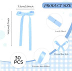30 Pack Bow Cake Toppers Light Blue Ribbons Bows for Cake Coquette Themed Bow Cupcake Toppers Baby Blue Bow Birthday Decorations for Baby Shower Birthday Wedding Bachelorette Party Supplies
