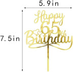 Sleyberoy Acrylic Happy 65th Birthday Cake Topper- Hello 65,Cheers to 65 Years,65th Anniversary/Birthday Party、 men and women Happy Sixty-five Birthday Selected cake decoration(65th)