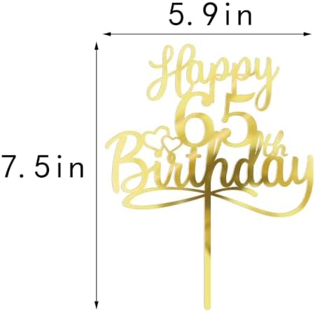 Sleyberoy Acrylic Happy 65th Birthday Cake Topper- Hello 65,Cheers to 65 Years,65th Anniversary/Birthday Party、 men and women Happy Sixty-five Birthday Selected cake decoration(65th)