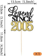 Rsstarxi 1 Pack Legend Since 2005 Cake Topper Glitter Happy 21st Birthday Cake Topper Cheers to 21 Fabulous Cake Decoration for 21st Birthday Wedding Anniversary Party Black Gold