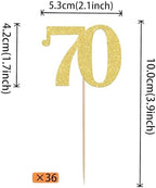 Rsstarxi 36 Pack Number 70 Cupcake Toppers Gold Glitter Cheers to 70 Years Birthday Cupcake Picks Decoration for Happy 70th Birthday Wedding Anniversary Party Cake Decorations
