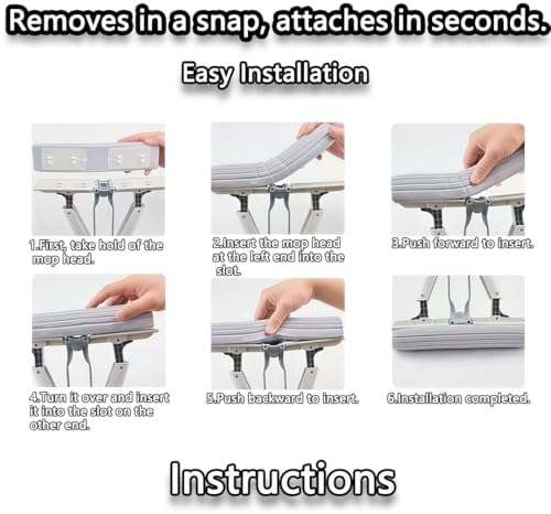 Super Absorbent PVA Sponge Mop Refill, Sponge Mop Head Replacement, Kitchen + Home Roller Mop Head Refills, Gray, Pack of 3