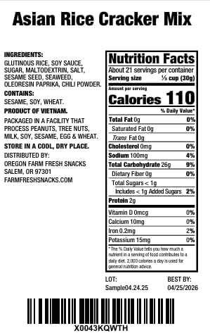 Oregon Farm Fresh Snacks Asian Rice Crackers Mix - Japanese Rice Crackers Snack Mix - Oriental Crunchy Savory Snacks (22oz)