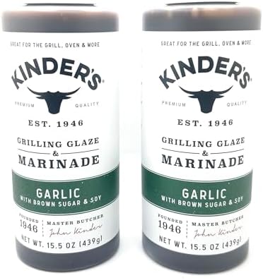 Kinder's Marinades, BBQ, Dipping & Wing Sauces - 2 bottles (Garlic Glaze & Marinade 15.5oz)