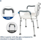 Extra Wide Shower Chair,M-Shaped & Padded Armrests Shower Chair Bath Seat,Shower Chair with Arms and Back Heavy Duty 500lbs,Bariatric Shower Chair with Cutout Seat &Cold-Proof Pads,Tools-Free