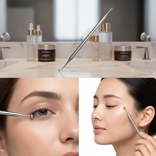BYYDDIY 6.3inch Stainless Steel Dual Head Facial Reflexology Tools,Ear Massage Tool,Body Point Probe Pen &Trigger Point Massager Tool for Deep Tissue (6.3inch)