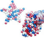 SE Si&Moos Edible Patriotic Stars for Cake Decorating Red White and Blue Sprinkles Fourth of July Cake Decorations Star Cupcake Decorations Shower Party Holiday Supplies 3 OZ