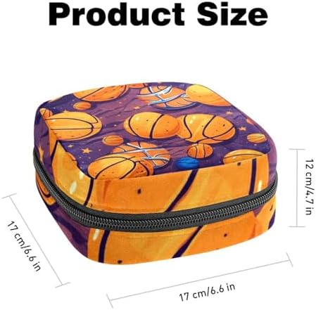 Sanitary Napkin Storage Bag for Feminine Pads, First Period Kit for Women, Basketball Portable Menstrual Period Sanitary Pouch