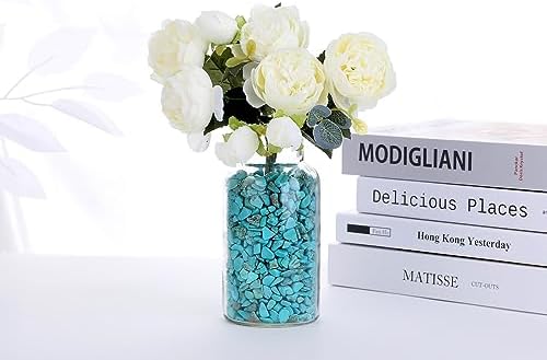 QINJIEJIE Turquoise Crystals Chips Natural Stone Gravel Bulk Crushed Rocks Pieces Polished Quartz Stone 0.55Lbs Decorative Fish Tank Pebbles Vase Filler Irregular Shaped Tumbled Gemstone for Home