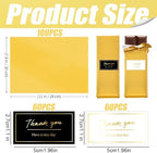 100 PCS Chocolate Bar Foil Wrappers, 11 x 7.9 Inch Aluminum Foil Candy Wrappers with 120PCS Thank You Stickers, Chocolate Bar Packaging Papers for Gift Wrapping, Gold