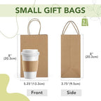 MESHA Gift Paper Bags Brown 5.25x3.75x8 Inch 20 Pack,Kraft Gifts Shopping Bags with Handles,Small Craft Size for Merchandise Grocery Retail Birthday Kids Party Favors Wedding Graduation(Made in USA)