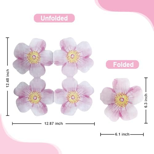 Ottin 50ct 3-Ply Pink Wedding Paper Napkins – Pink Flower Shaped Party Napkins Perfect for Birthday, Bridal Shower, Bachelorette,Wedding, or Party Decorations, Disposable Cocktail Napkins