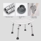 Bath Shower Safety Chair Seat with Backrest, Adjustable and Anti-Slip Bench Bathtub Stool for Elderly or Seniors (White ShowerChair with Backrest, White)