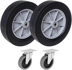 12" Solid Rubber Wheels & 4" Swivel Caster Set - Designed to Fit Rubbermaid Utility Carts & Tilt Trucks