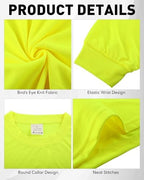 JaGely 6 Pcs Adult High Visibility Long Sleeve T-Shirt Men Safety Hi Vis Construction Work Shirt Pullover Crewneck Sweatshirt