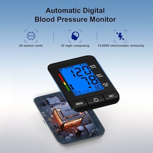 Automatic Upper Arm Blood Pressure Monitor for Home Use with 9-17in & 13-21in L/XL/Extra Large Cuff, Accurate Measurement Guidance, Portable Fit Big Arms BP Machine