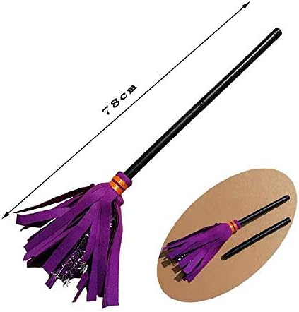BinaryABC Halloween Witches Broom Plastic Broom,Halloween Cosplay Costume Props,Halloween Masquerade Dress Up Costume Decoration Supplies(Purple)
