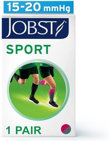 JOBST Sport Knee High 15-20 mmHg Compression Socks, Pink/Grey, Medium