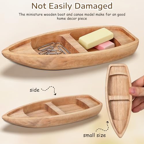 Toyvian Unfinished Wood Sailboat Model, DIY Wooden Canoe Rowboat Set Blank Miniature Ship for Painting Nautical Crafts Summer Beach Party Decor and Kids Creative Projects
