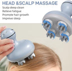 cotsoco Electric Scalp Head & Back Massager, Cordless Hair Massage Waterproof Head Massager with 4 Heads 84 Nodes for Hair Growth, Stress Relief & Deep Clean, Gifts for Men Women, Purple