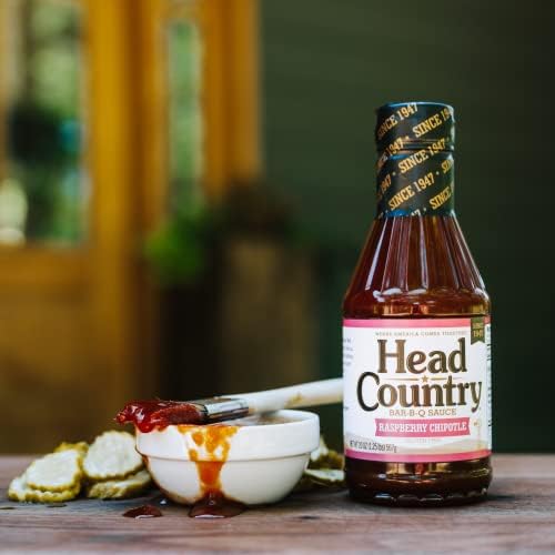 Head Country BBQ Sauce, Raspberry Chipotle | 20 Ounce Bottle | Sweet & Smoky Championship BBQ Sauce For Chicken, Pork & More