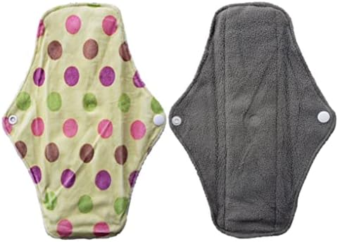 Aslana 6-Pack Reusable Cloth Menstrual Pads Sanitary Napkins for Regular Flow (M, Flower Art 4 Petal Red Green Blue Yellow)