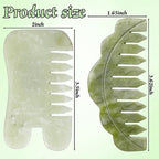 Geiserailie 2 Pcs Jade Combs Esthetician Supplies Massage Stone Hair Gua Sha Scraping Scalp Comb Facial Massage Tool Handheld Head Tools Head Caring Therapy Mother's Day for Women(Chic Style)