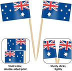 AhfuLife Australian Flag Toothpick Australia Flags, 100 Pcs Australia Flags Cupcake Toppers, Mini Australian Flag Cocktail World Cup Party Decorations