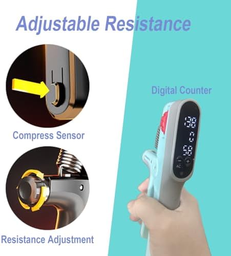 Hand Grips for Strength Training, 10-132LBS Grip Strength Trainer with Counter & Timer, Rechargeable Hand Squeezers for Strength Finger Trainer Digital Memory with Grip Assist-Spring, for Fitness Equipment